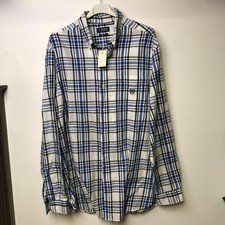 0131 Ralf Lauren Chaps Blue and white plaid button-up shirt Size XLT