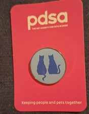 Charity Pin Badge 2 Cats pdsa