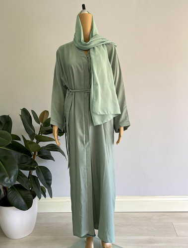 Women abaya green chiffon - abaya,