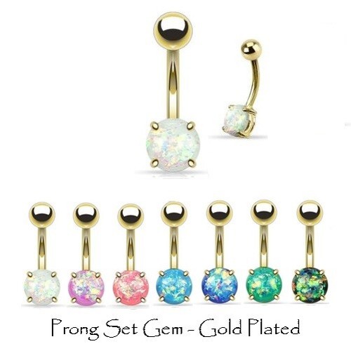 Opal glitter belly bar - opal,
