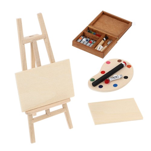 4pcs miniature wooden - wooden, easel