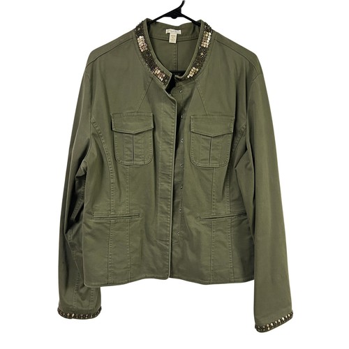 Military utility jacket sequin - military,