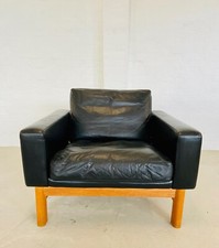 VINTAGE MID-CENTURY POUL M. VOLTHER  LEATHER AND OAK CLUB CHAIR 1960,s
