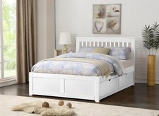 White Finish Wood Bed