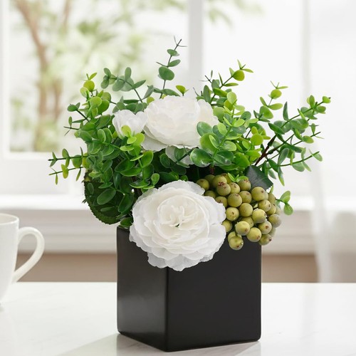 Artificial white peony flowers - artificial,