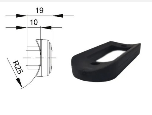 Black curved rubber mounting - rubber,