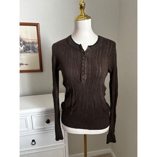 Vintage henley top - top, brown