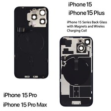 iPhone 15 Series Back Glass w/Mag-Safe Magnets, Wireless Charging Coil & Flash