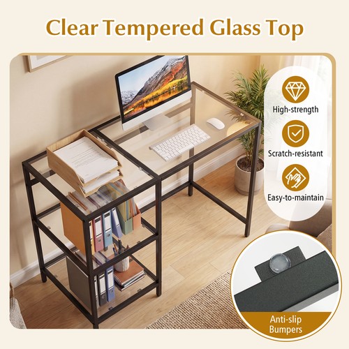 Tempered glass office desk - tempered,