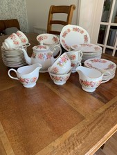Colclough "Wayside" 56 piece bone china (8581) tea set - floral design
