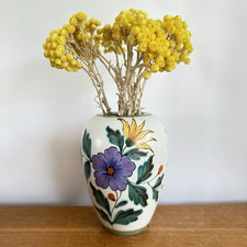 Large Flora Gouda Holland 'Viola' Pottery Vase 1491 Hand painted 1960's Vase