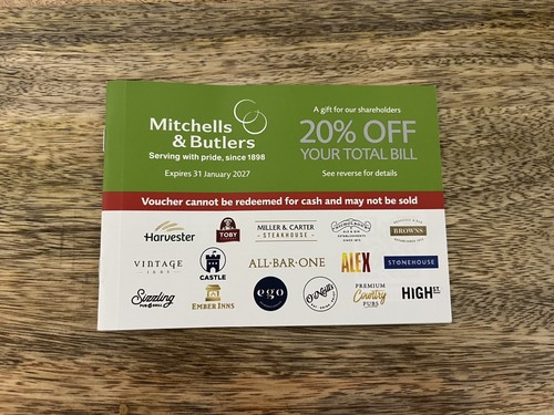 Off mitchells butlers - 20%, &