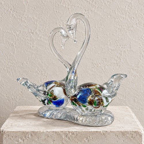 Double swan glass figurine - double,