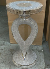 SILVER VENETIAN MIRRORED TABLE MODERN FLOWER STAND BED SIDE LAMP ROMANY MOSAIC✨