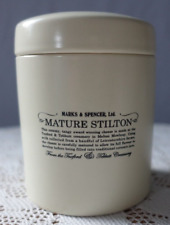 M & S Cream Empty Mature Stilton Cheese Pot with Lid Used