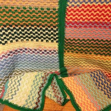 Green Mottled Colourful Knitted Wool Mix Blanket Throw Single Bedspread