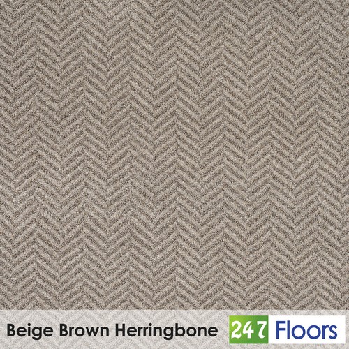 Beige brown herringbone wilton - beige,