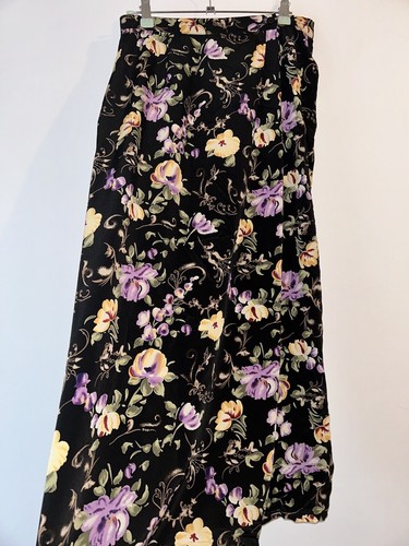 Long black floral stretch - black,