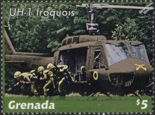 VIETNAM WAR Air Cavalry Bell UH-1 HUEY & Rifle Squad Helicopter Aircraft Stamp