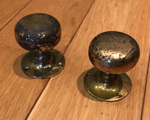 Pair vintage brass door knobs - vintage,