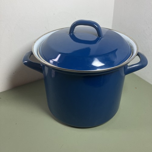 Vintage large blue enamel - blue,