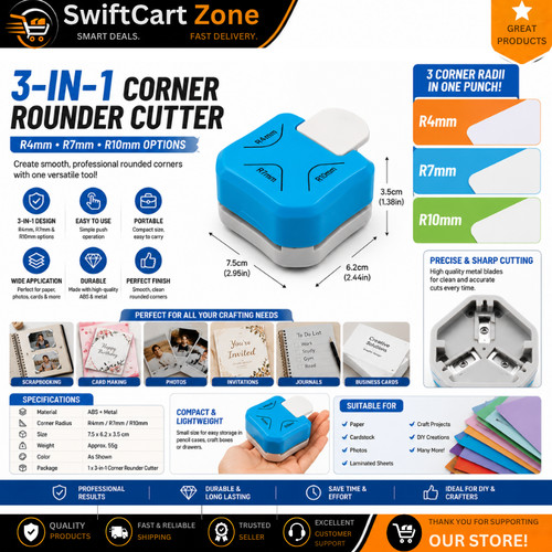 Corner rounder paper - 3-in-1,