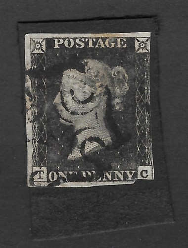1840 penny black on - qv,