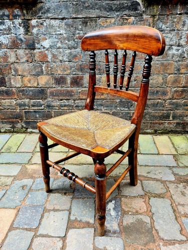 Antique spindle back rush seat