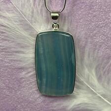 925 Silver Lemurian Aquatine Calcite crystal pendant 13.3g SN55113
