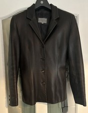 JANE NORRIS VINTAGE BROWN LEATHER BLAZER JACKET - SIZE 12
