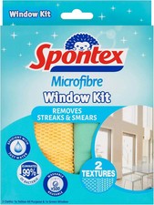 Spontex Microfibre Window Kit, 2 Wipes 