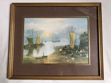 VINTAGE Framed Art Print William Turner Sun Rising through Vapour Fishermen