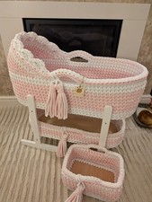 Crochet Moses Basket 3 Set + 2 mattresses 6-8 Weeks For Delivery NOT THE STAND