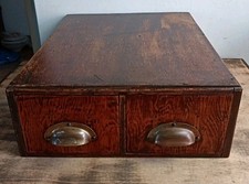 Vintage Wooden Storage Drawers 2 Drawers Brass Handles
