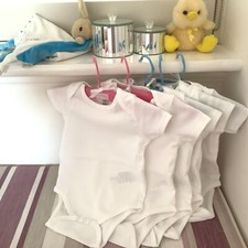 Short-Sleeve Baby Bodysuit Set of 5 3~6M 100% Organic Cotton White Babygrows