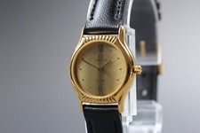 Vintage 1986 OMEGA De Ville Cal.1450 Gold Dial Fluted Bezel Ladies [Near Mint]