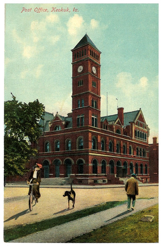 Post office woman bicycle - on,