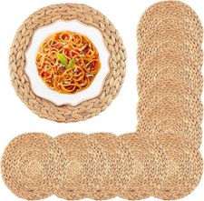 10 Pack 30cm Cattail Woven Placemats, 12 Inch Round Wicker Place 30 x 30 cm 