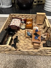 1/12th Scale Dollhouse Furniture & Miniatures Set – Victorian Room Scene Vintage