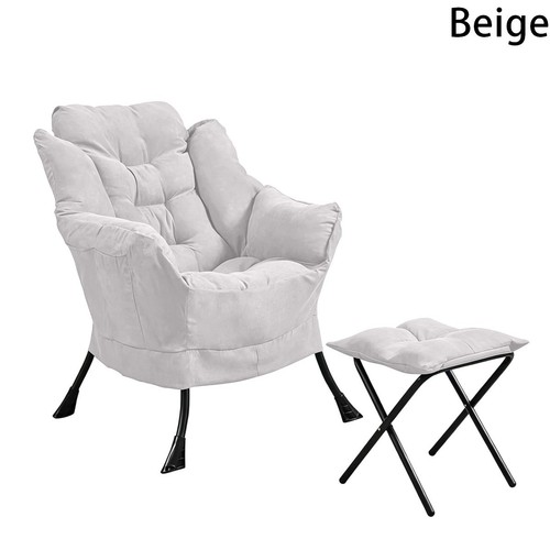 Grey lazy chair with footstool - chair,