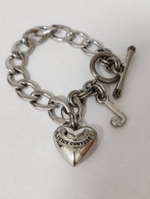 JUICY COUTURE Charm Chain Heart J Silver Tone Starter Bracelet 7.5" NIB
