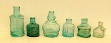 6 lovely old glass ink bottles