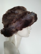 Vintage Brown Faux Fur Cloche Bucket Hat