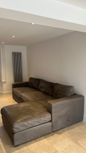 Large grey leather corner sofa - large,