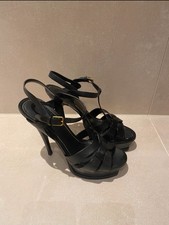 Saint Laurent YSL Tribute Heels Size 39 Black Strappy Heels.