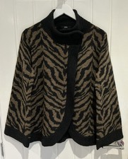 Ladies M&S Brown/black Soft Alpaca Knit Cardigan, Size 18, VGC