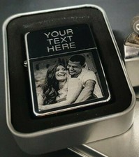 ENGRAVED WITH YOUR PHOTO LOGO SILVER Personalised Lighter Christmas gift