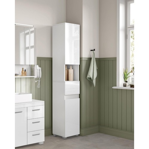 White tall bathroom cabinet - white,