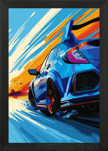 Blue honda civic type framed - civic, r