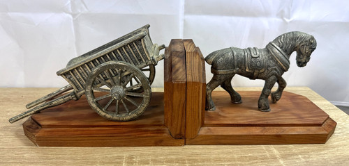 Vintage horse cart bookends - vintage,